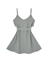 Irregular Thin Shoulder Mini Dress (With Belt)