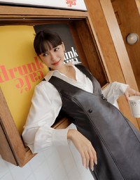 Buttoned Vest Mini Leather Dress
