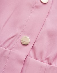 Snap Button Pleated Shirt Mini Dress