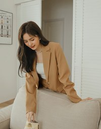 Chic Lapel Double-Button Blazer (With Shoulder Pads)