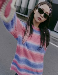 【SHIUAN'S DESIGN】Colorful Two Tone Loose Knit Top