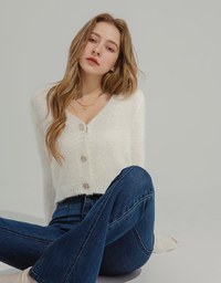 Velvet Pearl Button Knitted Top