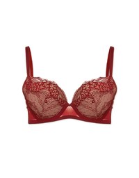 DOUBLE PUSH Deep V Low Ridged Lace Bra