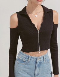 Sexy Off Shoulder Zipper Top