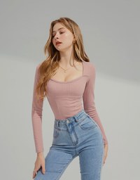 Square Neck Ribbed Top