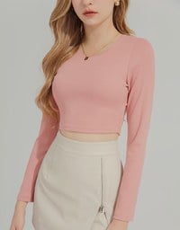 Plain Hollow Round Neck Top (with padding)