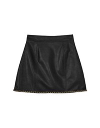 Gold Chain Leather Mini Skirt