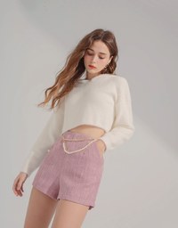 Pearl Tweed Shorts (With Waist Chain)