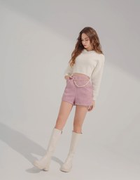 Pearl Tweed Shorts (With Waist Chain)