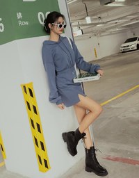 Casual Cotton Hooded Short Dress