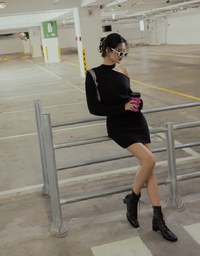 Sexy Side Hollow Knit Mini Dress