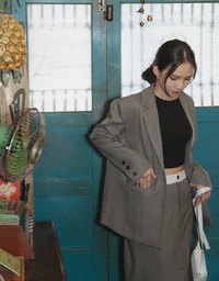 【Elecher's Design】Casual Loose Long Suit Jacket (With Shoulder Pads)