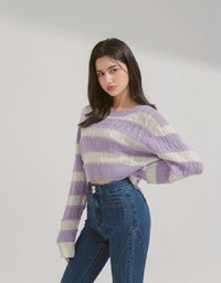 Thick Striped Twist Knit Top