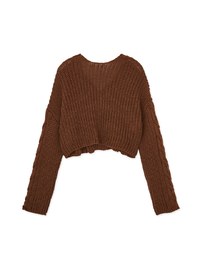 V Neck Solid Twist Knit Top