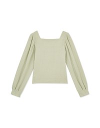 Square Neck Wool Puff Sleeve Top