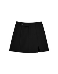 High Waist Side Button Slit Skirt