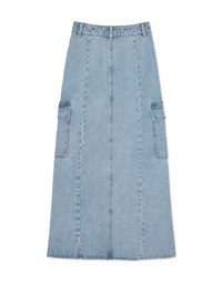 Workwear Front Slit Denim Maxi Skirt