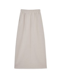 Cotton Drawstring Front Slit Maxi Skirt