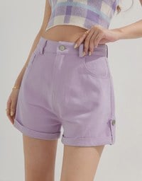 Solid Color High Waist Shorts