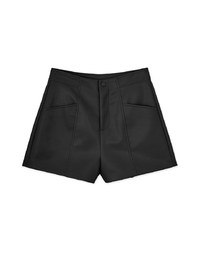 Buttoned Matte Leather Shorts