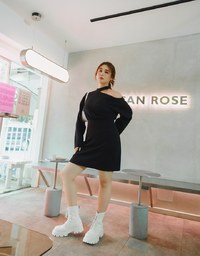 Sexy Side Hollow Knit Mini Dress