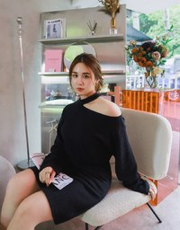 Sexy Side Hollow Knit Mini Dress