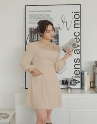 French Square Neck Mini Dress