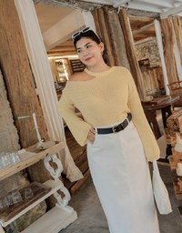 Off Shoulder Knitted Long Sleeved Top