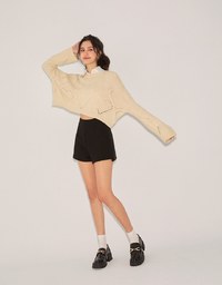 Heart Shaped Eyelet Knitted Sweater