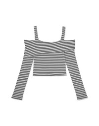 Off Shoulder Lapel Striped Top