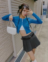 【SHIUAN'S DESIGN】Classic Pleated Mini Skirt (With Belt)