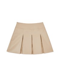 Stylish Leather Wide Pleated Skirt