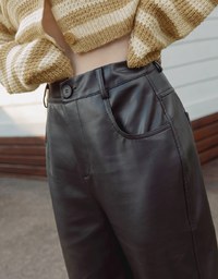 【ᴍᴇɪɢᴏ's Design】Fashionable Matte Leather Wide Pants