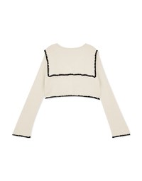 Large Collar Snap Button Knit Top