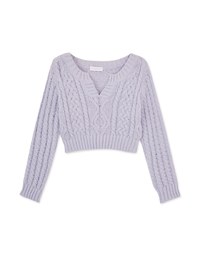 V Neck Braided Knit Top