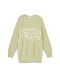 Faux Mink Alphabet Long Knit Sweater