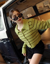 Lapel Line Knitted Top