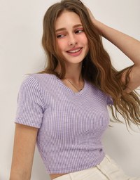 Round Neck Ribbed Crop Top