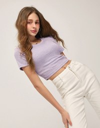 Round Neck Ribbed Crop Top