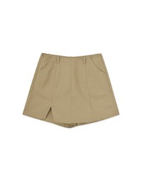 Textured Side Slit Suit Pants Skirt