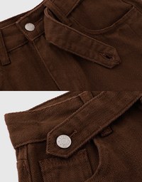 Slit Frayed Jeans Denim Shorts