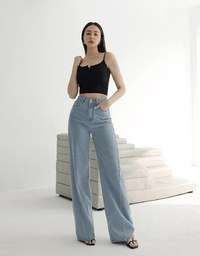 Vintage Jeans Denim High Waisted Wide Pants Culottes