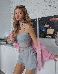 Thin Strap Tank Top Casual Set (With Padding)