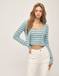 Two-Piece Striped Knitted Top Set