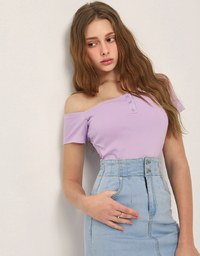 Plain One Shoulder Padded Top