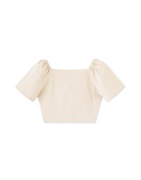 French Oxford Cloth Puff Sleeve Top