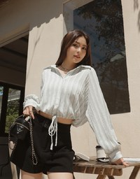 Lightweight Sheer Drawstring Blouse