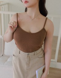 Knit Thin Shoulder Strap Padded Tube Vest