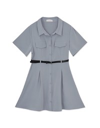 Adventure Style Shirt Short Dress (With Belt)