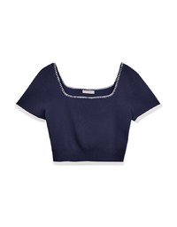 Square Neck Stitched Knit Top